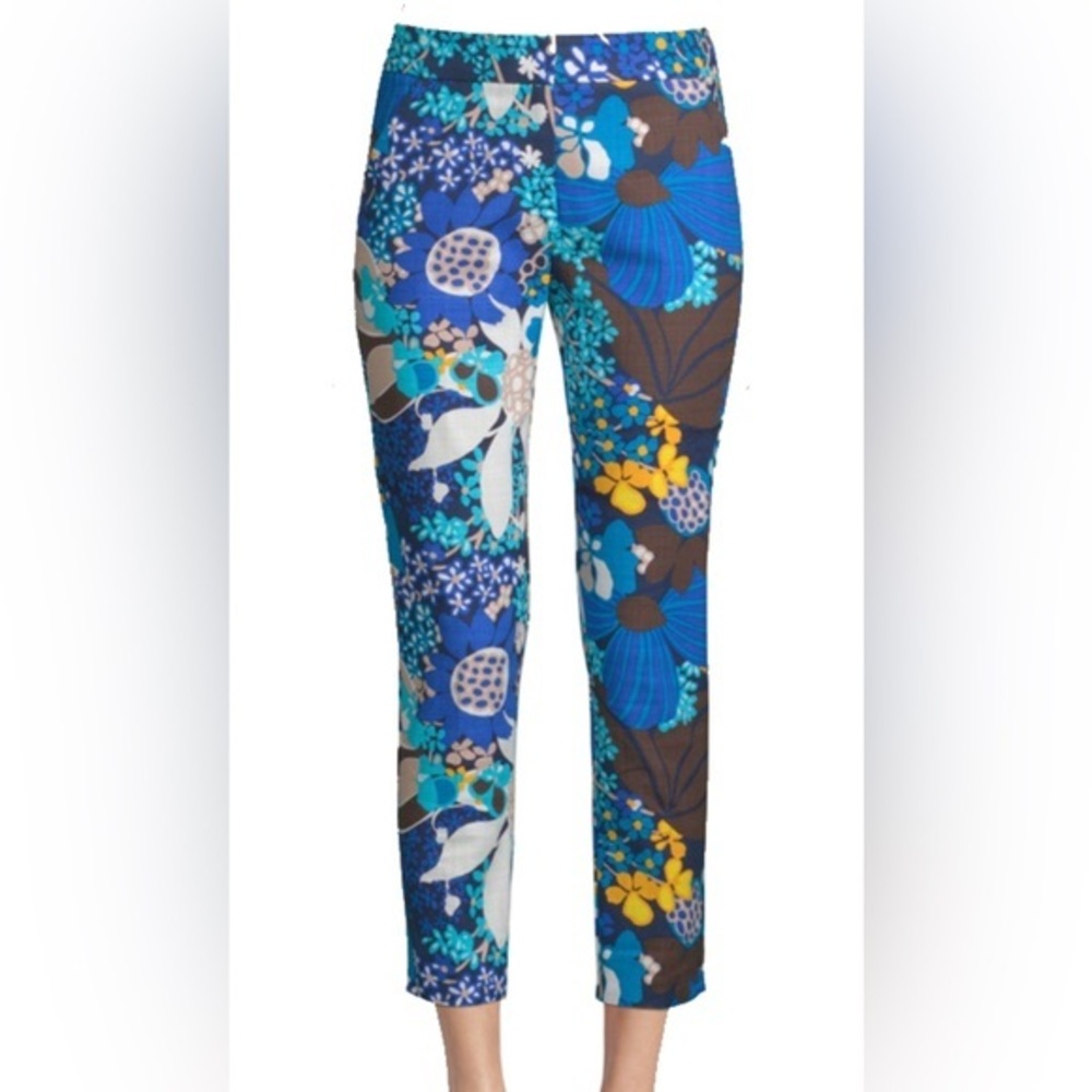 Trina Turk NWT Moss 2 Floral Ankle Pants Brilliant Blue Size 10